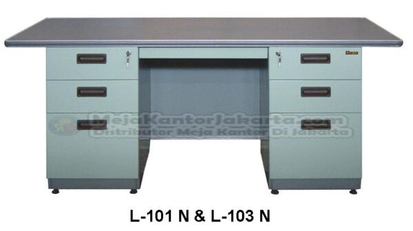 Meja Kantor Besi +Laci Lion L-101 N & L-103 N