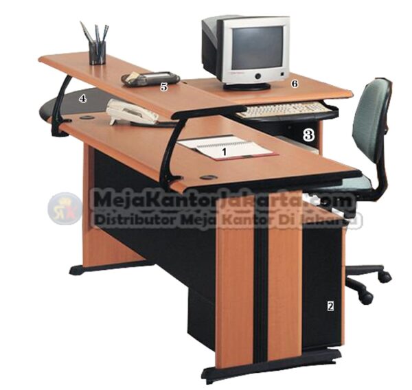 Meja Kantor UNO Warna Cherry - 2