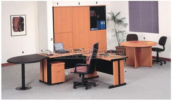 Meja Kantor UNO Warna Cherry - 4