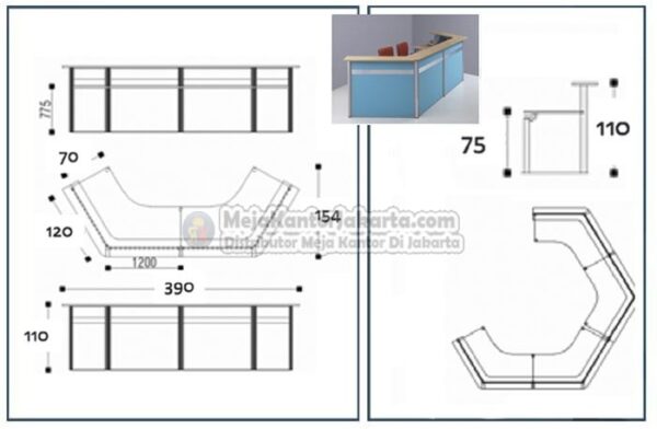Meja Kantor Modera MRTG-1112