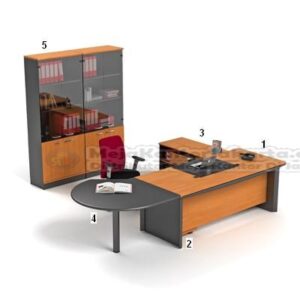 Set Meja HighPoint Dark Cherry Workstation 1