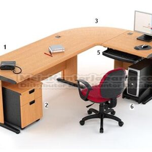 Set Meja Kantor Cherry HighPoint Workstation 3