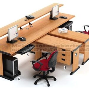 Set Meja Kantor Cherry HighPoint Workstation 4