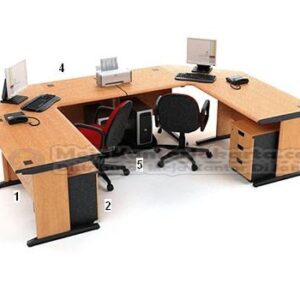 Set Meja Kantor Cherry HighPoint Workstation 5