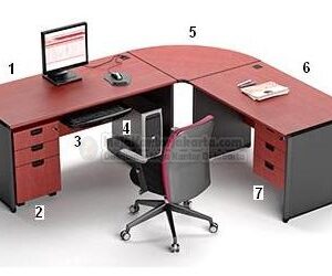 Set Maja Kantor Mahogani HighPoint Workstation 1